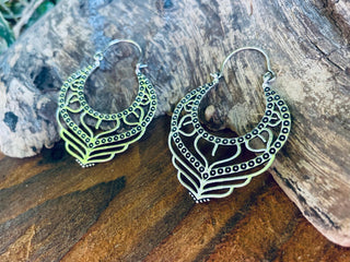 Gypsy Silver Hoop Earrings / Ethnic / Geometric / Rustic / Yoga / Hippie / Pretty / Boho / Bohemian / Festival