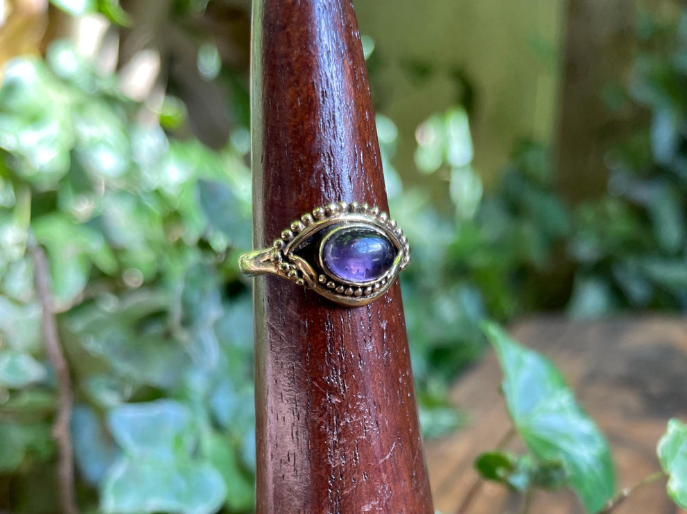 Evil Eye Ring Amethyst Brass / Chakras / Protection / Boho / Bohemian / Psy / Rustic / Tribal / Gypsy / Festival / Healing / Festival