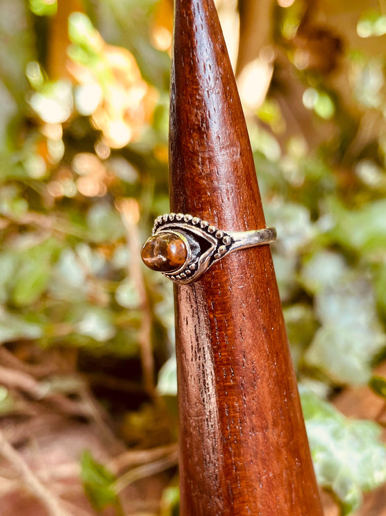 Evil Eye Ring Tiger's Eye Silver / Protection / Boho / Bohemian / Psy / Rustic / Tribal / Gypsy / Festival / Healing / Festival