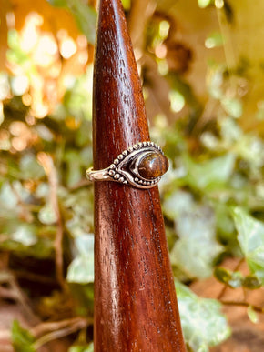 Evil Eye Ring Tiger's Eye Silver / Protection / Boho / Bohemian / Psy / Rustic / Tribal / Gypsy / Festival / Healing / Festival