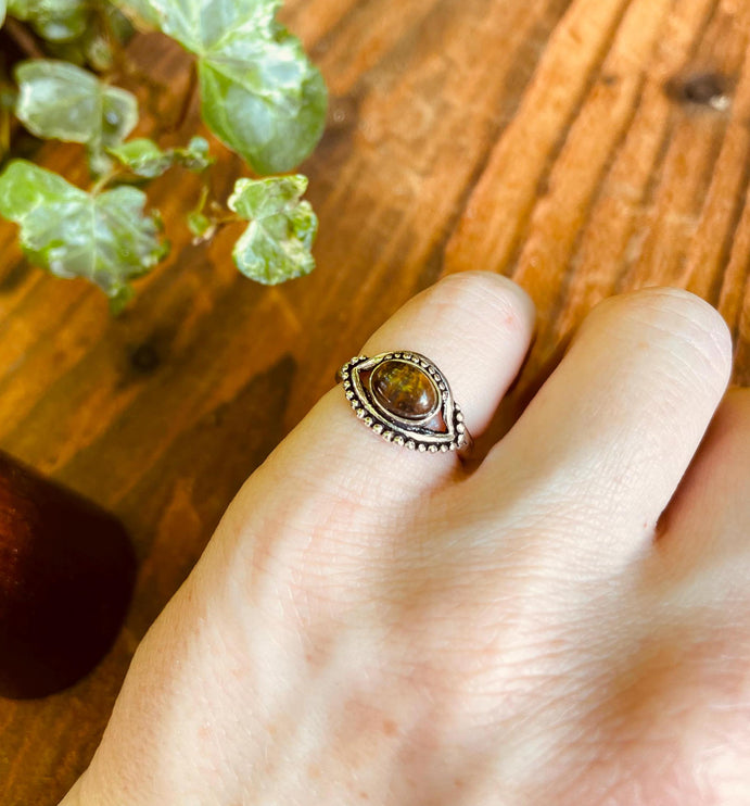 Evil Eye Ring Tiger's Eye Silver / Protection / Boho / Bohemian / Psy / Rustic / Tribal / Gypsy / Festival / Healing / Festival