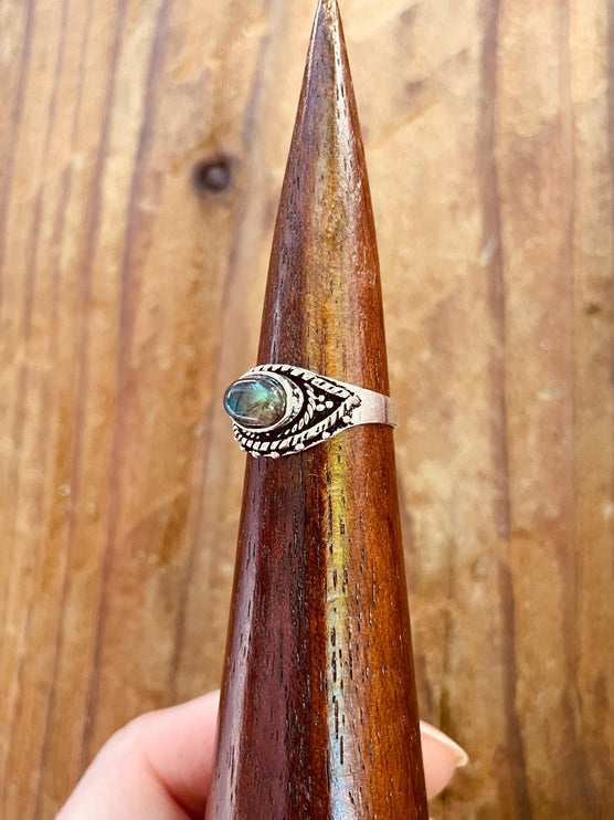 Evil Eye Ring Labradorite Silver / Protection / Boho / Bohemian / Psy / Rustic / Tribal / Gypsy / Festival / Healing / Festival