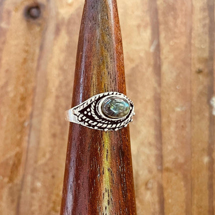 Evil Eye Ring Labradorite Silver / Protection / Boho / Bohemian / Psy / Rustic / Tribal / Gypsy / Festival / Healing / Festival