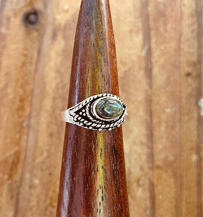 Evil Eye Ring Labradorite Silver / Protection / Boho / Bohemian / Psy / Rustic / Tribal / Gypsy / Festival / Healing / Festival