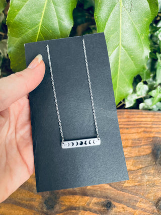 Lunar Phase Silver Necklace / Chain / Astronomy / Ethnic / Gypsy / Boho / Bohemian / Festival / Burning Man / Coachella / Silver plated
