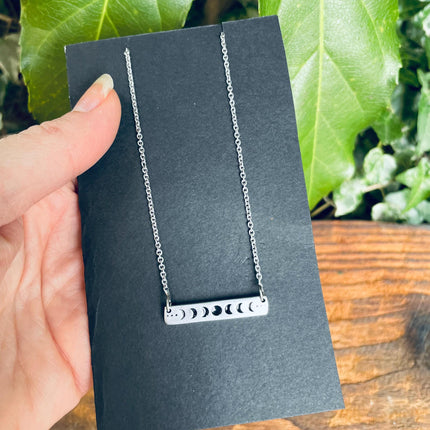 Lunar Phase Silver Necklace / Chain / Astronomy / Ethnic / Gypsy / Boho / Bohemian / Festival / Burning Man / Coachella / Silver plated