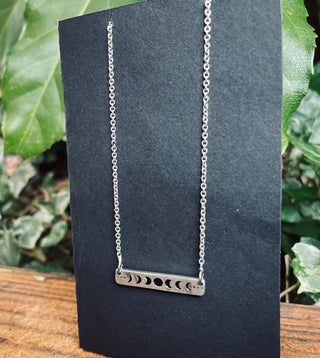 Lunar Phase Silver Necklace / Chain / Astronomy / Ethnic / Gypsy / Boho / Bohemian / Festival / Burning Man / Coachella / Silver plated