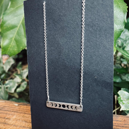 Lunar Phase Silver Necklace / Chain / Astronomy / Ethnic / Gypsy / Boho / Bohemian / Festival / Burning Man / Coachella / Silver plated