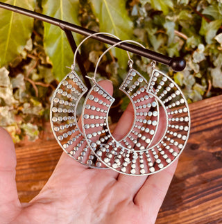 Extra Large Hoops Silver Earrings / Lightweight / Unique Gift / Boho Jewellery / Ethnic / Rustic / Festival / Gypsy / Hippie / Statement