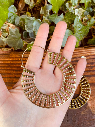 Extra Large Hoops Gold Earrings / Lightweight Brass / Unique Gift / Boho Jewellery / Ethnic / Rustic / Festival / Gypsy / Hippie / Statement