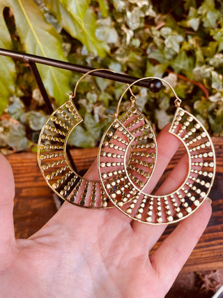 Extra Large Hoops Gold Earrings / Lightweight Brass / Unique Gift / Boho Jewellery / Ethnic / Rustic / Festival / Gypsy / Hippie / Statement