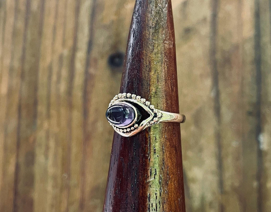 Evil Eye Ring Amethyst Brass / Chakras / Protection / Boho / Bohemian / Psy / Rustic / Tribal / Gypsy / Festival / Healing / Festival