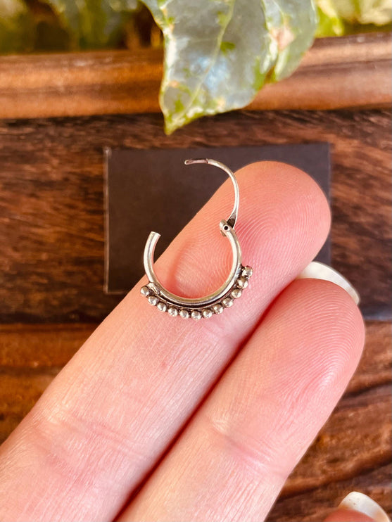 Mini Boho Sterling Silver 925 Hoop Earrings; Clicker Jewellery, Small, Rustic, Yoga, Hippie, Gypsy, Pretty, Ssy, Boho, Bohemian, Festival