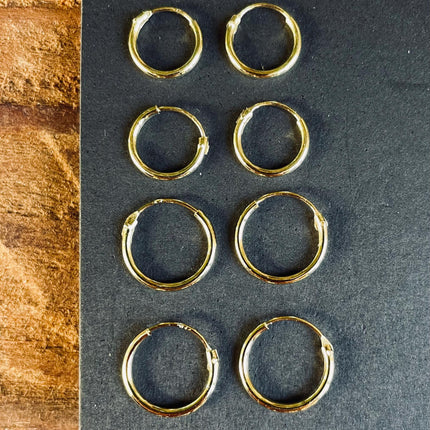 Gold Clicker Hoops Plated Sterling Silver 925 / Pure Silver Earrings / Dainty / Ethnic Boho Bohemian Marriage Bridal Jewelry Hippie