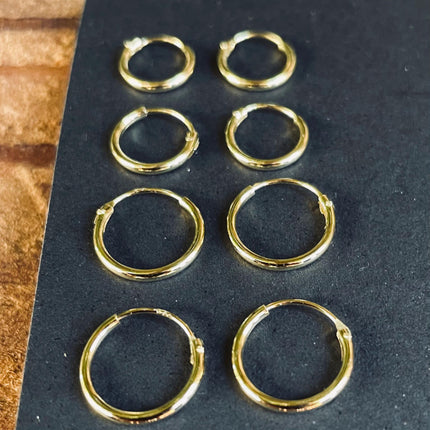 Gold Clicker Hoops Plated Sterling Silver 925 / Pure Silver Earrings / Dainty / Ethnic Boho Bohemian Marriage Bridal Jewelry Hippie