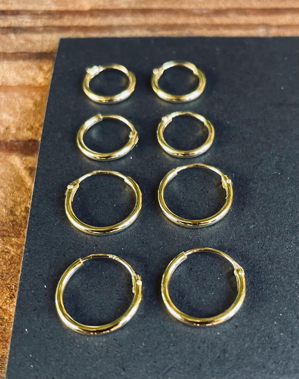 Gold Clicker Hoops Plated Sterling Silver 925 / Pure Silver Earrings / Dainty / Ethnic Boho Bohemian Marriage Bridal Jewelry Hippie