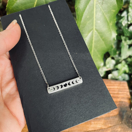 Lunar Phase Silver Necklace / Chain / Astronomy / Ethnic / Gypsy / Boho / Bohemian / Festival / Burning Man / Coachella / Silver plated