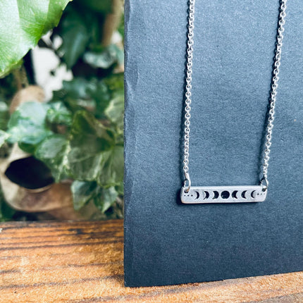 Lunar Phase Silver Necklace / Chain / Astronomy / Ethnic / Gypsy / Boho / Bohemian / Festival / Burning Man / Coachella / Silver plated