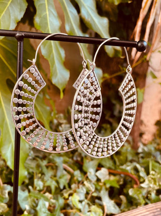 Extra Large Hoops Silver Earrings / Lightweight / Unique Gift / Boho Jewellery / Ethnic / Rustic / Festival / Gypsy / Hippie / Statement