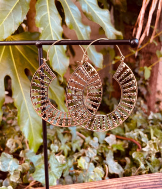 Extra Large Hoops Gold Earrings / Lightweight Brass / Unique Gift / Boho Jewellery / Ethnic / Rustic / Festival / Gypsy / Hippie / Statement