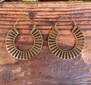 Extra Large Hoops Gold Earrings / Lightweight Brass / Unique Gift / Boho Jewellery / Ethnic / Rustic / Festival / Gypsy / Hippie / Statement