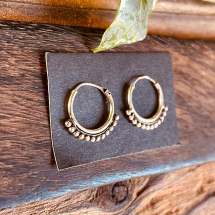 Mini Boho Sterling Silver 925 Hoop Earrings; Clicker Jewellery, Small, Rustic, Yoga, Hippie, Gypsy, Pretty, Ssy, Boho, Bohemian, Festival
