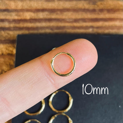 Gold Clicker Hoops Plated Sterling Silver 925 / Pure Silver Earrings / Dainty / Ethnic Boho Bohemian Marriage Bridal Jewelry Hippie