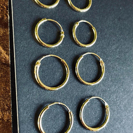 Gold Clicker Hoops Plated Sterling Silver 925 / Pure Silver Earrings / Dainty / Ethnic Boho Bohemian Marriage Bridal Jewelry Hippie