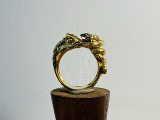 Tiger Snake Gold Brass Ring, Statement Ring, Unique Animal Ring.