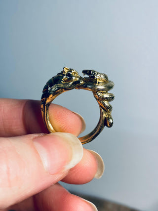 Gold Tiger Snake Ring / Brass / Unisex Jewellery / Mens Jewellery / Ethnic / Geometric / Rustic / Yoga / Hippie / Boho / Bohemian / Festival