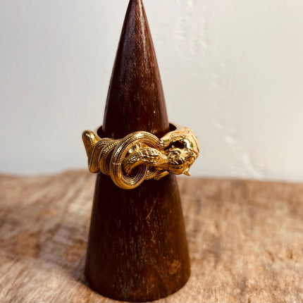 Gold Tiger Snake Ring / Brass / Unisex Jewellery / Mens Jewellery / Ethnic / Geometric / Rustic / Yoga / Hippie / Boho / Bohemian / Festival