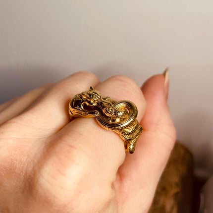 Gold Tiger Snake Ring / Brass / Unisex Jewellery / Mens Jewellery / Ethnic / Geometric / Rustic / Yoga / Hippie / Boho / Bohemian / Festival