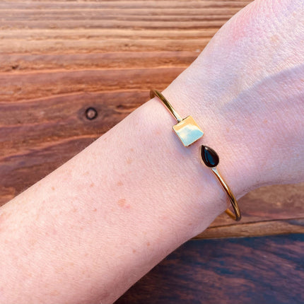 Gold Bracelet Amethyst Brass / Modern Bangle / Minimalist / Ethnic / Rustic / Bohemian / Hippie / Body / Adjustable / Gift For Her /