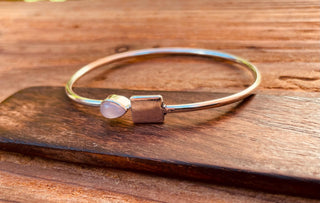 Silver Bracelet Rose Quartz / Modern Bangle / Minimalist / Ethnic / Rustic / Bohemian / Hippie / Body / Adjustable / Gift For Her /