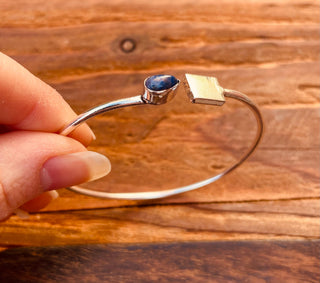 Silver Bracelet Lapis Lazuli / Modern Bangle / Minimalist / Ethnic / Rustic / Bohemian / Hippie / Body / Adjustable / Gift For Her /