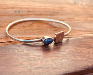 Silver Bracelet Lapis Lazuli / Modern Bangle / Minimalist / Ethnic / Rustic / Bohemian / Hippie / Body / Adjustable / Gift For Her /