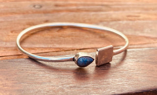 Silver Bracelet Lapis Lazuli / Modern Bangle / Minimalist / Ethnic / Rustic / Bohemian / Hippie / Body / Adjustable / Gift For Her /
