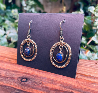 Lapis Lazuli Brass Drop Dangle Earrings / Birth Stone / Ethnic / Rustic / Crystal Jewellery / Yoga / Boho Style / Bohemian / Gift For Her
