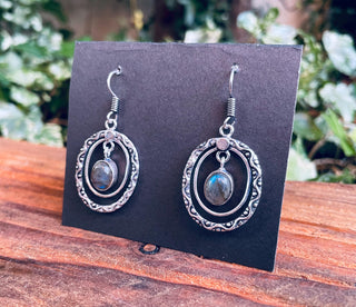 Labradorite Drop Dangle Silver Pendant Earrings / Boho Jewellery / Bohemian Jewelery / Ethnic / Rustic / Yoga / Hippie / Festival / Crystals