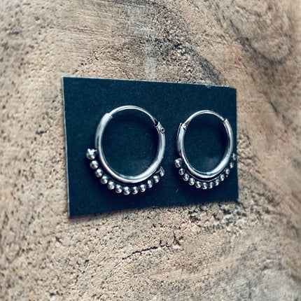 Mini Boho Sterling Silver 925 Hoop Earrings; Clicker Jewellery, Small, Rustic, Yoga, Hippie, Gypsy, Pretty, Ssy, Boho, Bohemian, Festival