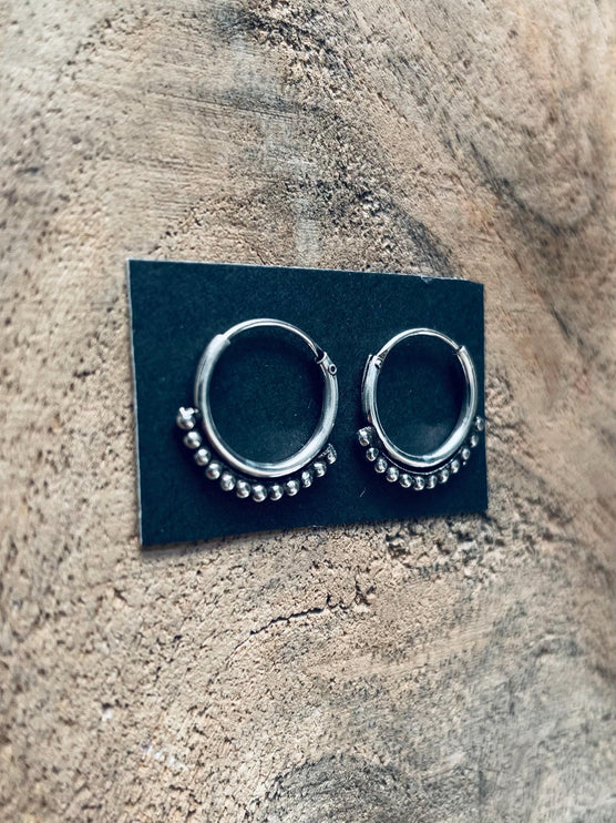 Mini Boho Sterling Silver 925 Hoop Earrings; Clicker Jewellery, Small, Rustic, Yoga, Hippie, Gypsy, Pretty, Ssy, Boho, Bohemian, Festival