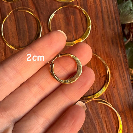 Rustic Gold Hoops / Hammered Flat / Brass Hoops / Ethnic Boho Classic XL Bohemian Chic Gold Gypsy Spiral Hippie Hiphop Festival
