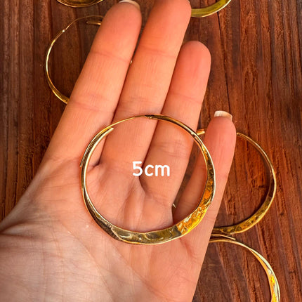 Rustic Gold Hoops / Hammered Flat / Brass Hoops / Ethnic Boho Classic XL Bohemian Chic Gold Gypsy Spiral Hippie Hiphop Festival