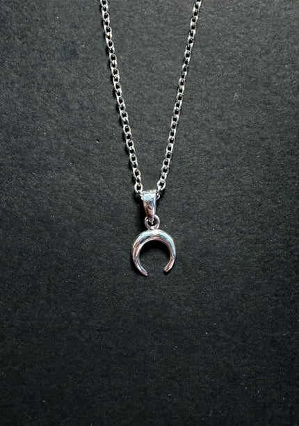 Sterling Silver Moon Necklace Crescent Moon / Stainless Steel Chain / Hypoallergenic / Silver / Boho / Hippie / Rustic / Ethnic /
