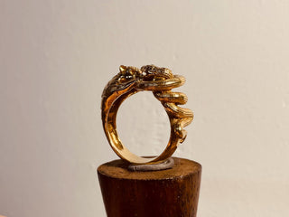 Tiger Snake Gold Brass Ring, Statement Ring, Unique Animal Ring.