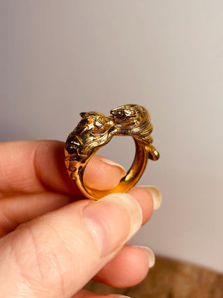 Tiger Snake Gold Brass Ring, Statement Ring, Unique Animal Ring.