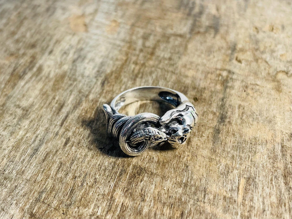 Silver Tiger Snake Ring / Unisex Jewellery / Mens Jewellery / Ethnic / Geometric / Rustic / Yoga / Hippie / Boho / Bohemian / Festival