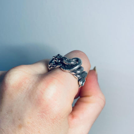 Silver Tiger Snake Ring / Unisex Jewellery / Mens Jewellery / Ethnic / Geometric / Rustic / Yoga / Hippie / Boho / Bohemian / Festival