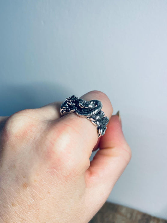 Silver Tiger Snake Ring / Unisex Jewellery / Mens Jewellery / Ethnic / Geometric / Rustic / Yoga / Hippie / Boho / Bohemian / Festival