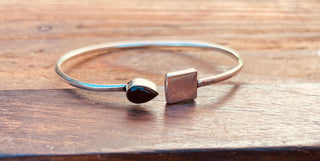 Silver Bracelet Black Onyx / Modern Bangle / Minimalist / Ethnic / Rustic / Bohemian / Hippie / Body / Adjustable / Gift For Her /